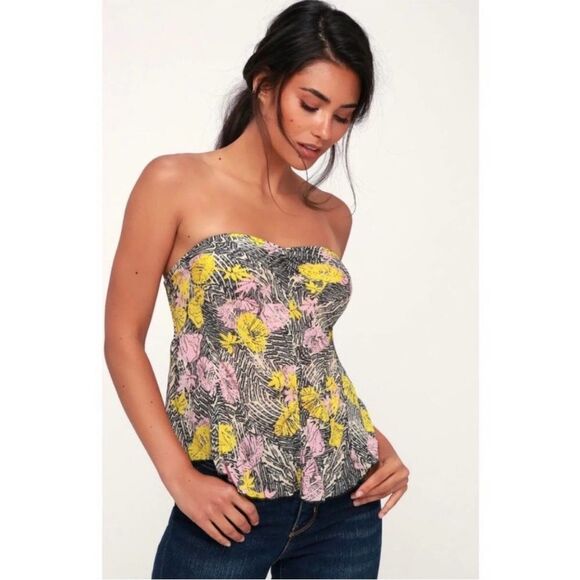 FREE PEOPLE | INTIMATELY Pool House Floral Strapless Tube Top Women’s Size M - Picture 1 of 11
